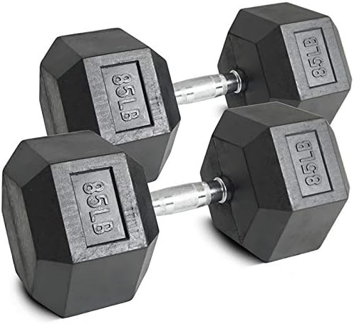 Detroit Weight Co DWC Hex Dumbbells (Pairs), Rubber Coated for Crossfit, Personal Training, Commercial and Personal Training Gyms, (5-110lb Pairs)