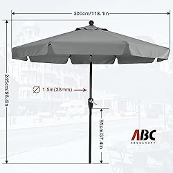 ABCCANOPY Premium Patio Umbrellas 10' Dark Gray