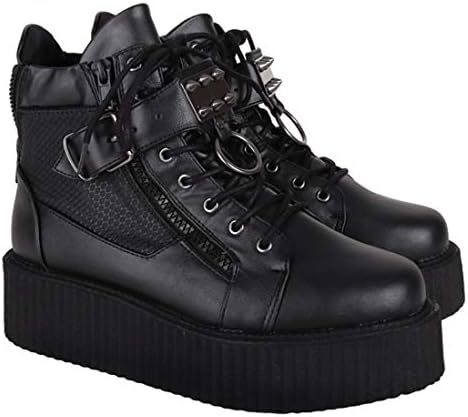 SharpSpirit Steampunk Streetwear Military Combat High Top Platform Mens Boots Black