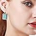 Tagoo Women's Silver Alloy Rhinestone Square Turquoise Earrings