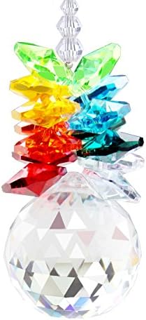 Anna Crystalworld Austria Crystal Pineapple Ball Prisms Rainbow Octogon Chakra Suncatcher (30mm Crystal Ball)