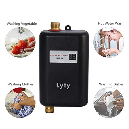 Mini Instant Water Heater Electric Under Sink - 3kW at 110v 120v Tankless Hot Water Heater for Hand/Face/Dishes Washing Kitchen Bathroom(Designed for Low Water Flow Use Only)(Black)