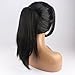 WeKen Black Hair Cosplay Wig with High Ponytail Straight Synthetic Wig with Claw Ponytail