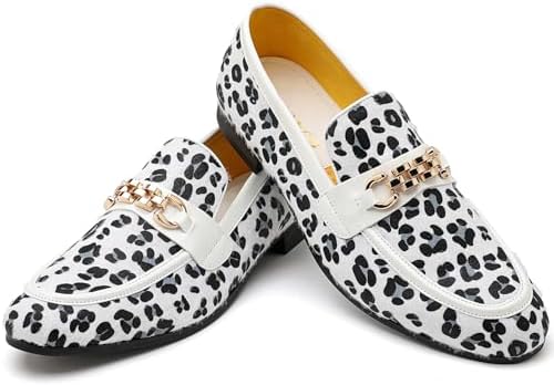 FQEQNQG Men\'s White Print Velvet Loafers Penny Slip On Smoking Wedding Shoes Amazon.com | Men main image 4