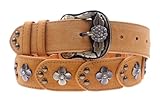 Herebuy - Vintage Leather Belts for Women Western Cowgirl Rhinestone Belts