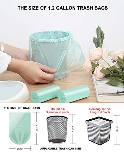 Trash Bags Small 1.2 Gallon , Mini Compostable Bathroom Wastebasket Can Liners GarbageBags for Home Office Kitchen fit 5 Liter 5L,1 Gal,75count