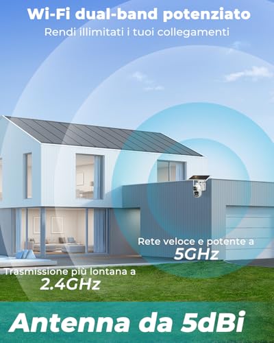 GENBOLT 2.5K AOV Solar Camera Wi-Fi Outdoor Wireless Security Outdoor, Recording 7/24 3MP+3MP IP Camcorder Surveillance with AI Detection, CCTV Camera Battery 8W 15600mAh 2.4&5GHz