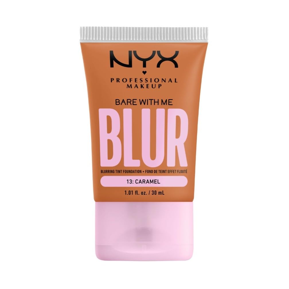 NYX Professional Makeup Blurring Tint Foundation, Medium Coverage, Matte Finish, With Niacinamide, Matcha and Glycerin, 12 Hours Hydrating, Bare With Me Blur, 30 ml, Shade: Caramel