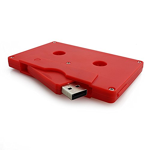 Usbkingdom 8GB USB 2.0 Flash Drive Cassette Tape Shape Thumb Drive Memory Stick Pendrive (Red) - Thumbnail 2