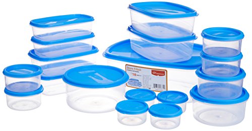 Princeware Plastic Sf Tal Pak Container Set, 18 Pieces, Blue, Standard