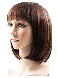 Rabbitgoo Short Bob Wig Straight Hair Wigs Natural As Real Hair Cosplay Wigs Neat Bangs Wigs 13.3