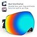 Kasliny Ski Goggles, Snow Goggles Snowboard Over Glasses Goggles for Men, Women & Youth - UV400 Protection and Anti-Fog - Double Grey Spherical Lens Comfortable for Skating Skiing Snowmobiles - Black