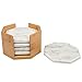 White Carrara Marble Coasters with Bamboo Holder, Set of 5 - Great Mother's Day Gift