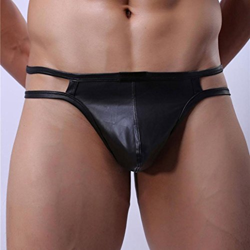 BeautyVan Hot Sale! Men Shorts, Fashion Design Hot Sexy Men's Thongs G-String Underwear Leather Jockstrap Trunks (M, Black ~1)