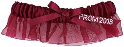 Prom 2018 Women's Organza Garter Crystal "PROM 2018" Ribbon One Size Fits Most Burgundy