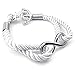 KONOV Mens Womens Rope Bracelet, Love Infinity Anchor Charm, White Silver