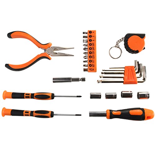 Langger 25-Piece Household Tool Kit with Screwdriver-General Hand Tool set with Plastic Toolbox Storage Case