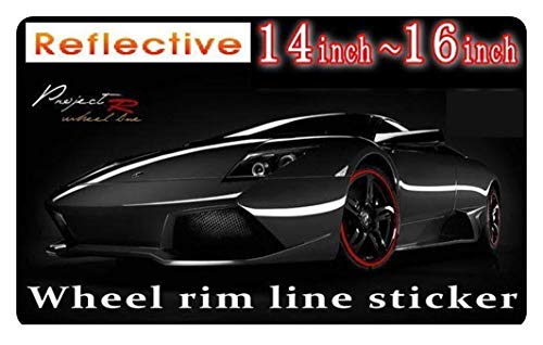 JNK NETWORKS Reflective Wheel Sticker Rim Stripe Decal Flame Shape Tape for Motorcycle Wheels 17" or Car Wheels 14"-16" (Red)