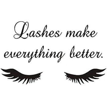 BooDecal Wall Decals Quote Lashes Make Everything Better Eyelashes Wall Decals Eyelashes Wall Mural Art Decor Sticker Makeup Wall Decal Girls Eyelashes Beauty Salon Decoration Makeup Wall Sticker