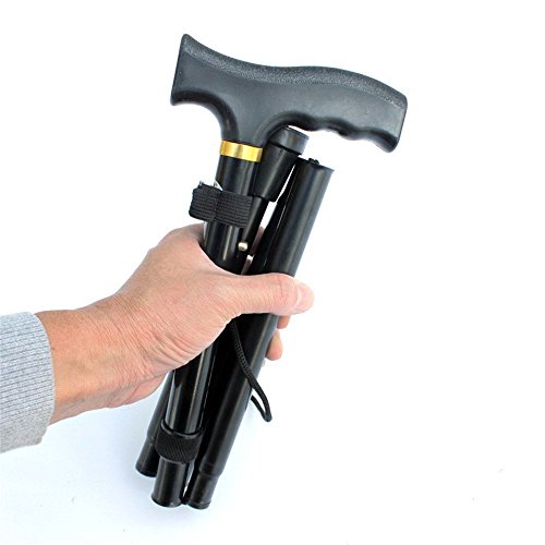 Walking Cane,Folding Cane for Men Women with T Handle,Quick Lock,Collapsible,Adjustable Walking Sticks(Black)