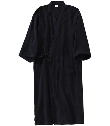 SIQITECHNO Men Kimono Robe Cotton Yukata Spa Sauna Bathrobe Sleepwear Japanese Kimono for Women Loungewear Nightgown Dressing Gown at Amazon Men's Clothing store