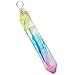 SUNYIK Rainbow Angel Aura Quartz Pendant,Raw Point Rock Crystal Necklace,Titanium Healing Jewelry