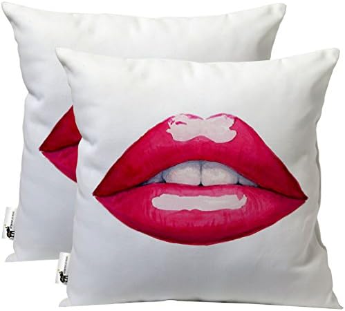 Vintage Indoor/Outdoor Throw Pillows - Set of 2 - Andy Warhol - Handmade Painted Lips Patio Pillow | UBU Republic (20X20)