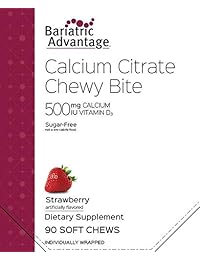 Bariatric Advantage Citrato de calcio 500 mg mordida masticable de fresa 90 unidades, 90