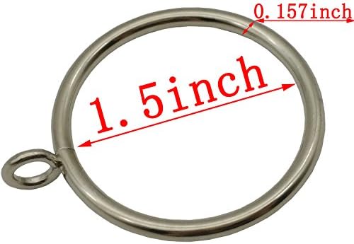 Balamiya 1.5 Inch Inner Diameter Metal Shower Curtain Rings with Eyelets - Set of 20 Pcs (1.5", Silver)