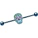 Body Candy Light Blue Anodized Titanium Steel Baby Blue Sugar Skull Industrial Barbell 14 Gauge 36mm