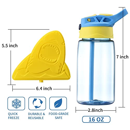 3D Shark Lunch Box Kids Bento Box Insulated Lunch Bag with Ice Pack Water Bottle Silicon Cap Spoon Salad Container Durable Water-Resistant Back to School Supplies for Ideal Boys Age 7-12