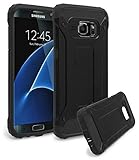 Galaxy S7 Edge Case, Bastex Slim Fit Hybrid Heavy Duty Protection Black Rubber Silicone Cover Sky Blue Hard Plastic Case for Samsung Galaxy S7 Edge (Black)
