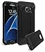 Galaxy S7 Edge Case, Bastex Slim Fit Hybrid Heavy Duty Protection Black Rubber Silicone Cover Sky Blue Hard Plastic Case for Samsung Galaxy S7 Edge (Black)