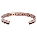 Milamiya Remember I Love You Mom' Cuff Bangle Bracelets Jewelry for Women, Birthday Gifts for Mom from Daughter Son, Thanksgiving, Christmas, Anniversary Day Gifts (Rose Gold)