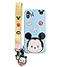 Soft TPU Blue Mickey Mouse Case with Charm Strap for iPhone X iPhoneX Wearable Smooth Ultra Slim Fit Disney Cartoon Tsum Tsum Protective Shockproof Cute Lovely Fashion Gift Girls Teens Kids Women