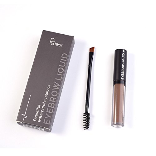Pudaier Professional Eye Brow Brand Cosmetics Long Lasting Pigments Black Brown Waterproof Eyebrow Liquid Makeup with Brush (01) - Thumbnail 5