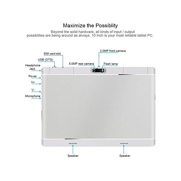10-Inch-3G-Phablet-Android-81-Octa-Core-64GB-ROM-4GB-RAM-Call-Phone-Tablet-PC-Unlocked-Dual-Sim-Card-Slots-Bluetooth-GPS-WIFI-Netflix-Youtube-Resolution-1920-1280-display-TYD-108-Sliver 10 Inch 3G Phablet Android 8.1 Octa Core 64GB ROM 4GB RAM Call Phone Tablet PC, Unlocked Dual Sim Card Slots, Bluetooth…