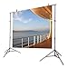 Sunset Yacht Deck Background - Luxury Cruise Ship Deck at Sunset Yacht Deck Coast in the distance - Photography Backdrop 7X5FT Photo Background - Great for Photo Studio, Booth, Party, Selfie,Baby