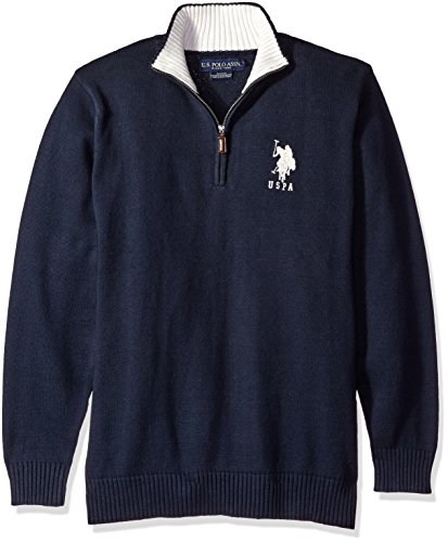 U.s. polo assn. men s solid 1/4 zip with stripe detail …
