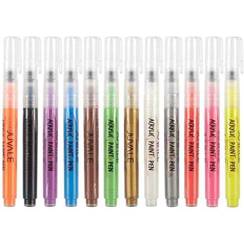 Oil Based Acrylic Paint Pens with Extra 3mm Fine Point Tip (12 Colors)