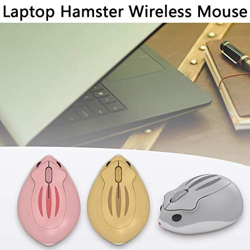 2.4GHz Wireless Mouse Cute Hamster Shape Less Noice Portable Mobile Optical 1200DPI USB Mice Cordless Mouse for PC Laptop Computer Notebook MacBook Kids Girl Gift (Pink)