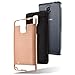 Galaxy Note 4 Case, 2-Piece Style Hybrid Shockproof Hard Case Cover + Circle(TM) Stylus Touch Screen Pen And Screen Protector - Rose Gold
