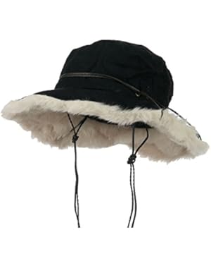 Suede Fur Cowboy Bucket Hat - Black