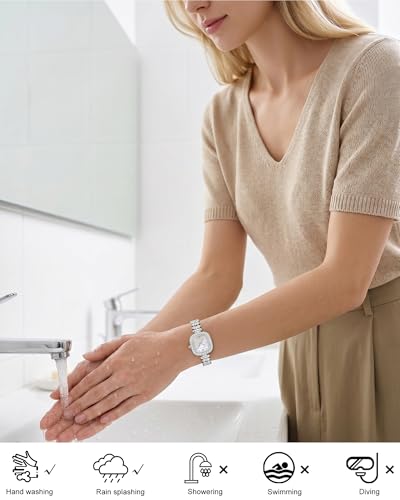 CIVO Women's Watch Small Analogue: Waterproof Rectangular Dial Wristwatches with Stainless Steel Silver Gold Strap – Elegant Gift for Women Anniversary Birthday Gift