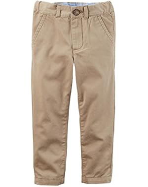 Boys Flat Front Khaki Twill Pants With Side Pockets (3 Months)