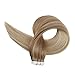 Fshine 18inch Balayage Remy Tape in Hair Extensions Color #12 Fading to #18 and #60 Glue in Extensions Human Hair 20pcs 50g