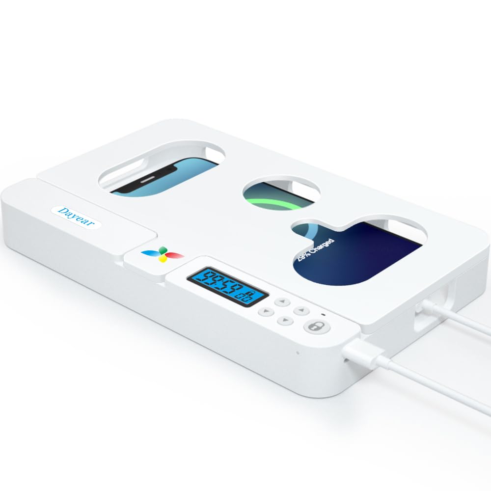Dayear Phone Lock Box with Timer, Portable Self-Control Timed Locker Box, Phone Jail to Help Kids/Students/Audlts Prevent Phone Addiction/Temptation(White)