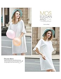 Iyasen - Vestido de camisa de cuello redondo con media manga con volantes, estilo casual, para mujer