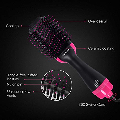 Hair Dryer Brush, SMZCTYI 3 IN 1 Electric One Step Hair Dryer & Volumizer & Styler, Negative Ion Anti-Scald Hot Air Brush, Salon Hair Straightener with Fast Drying & Cool Setting for All Hairstyles