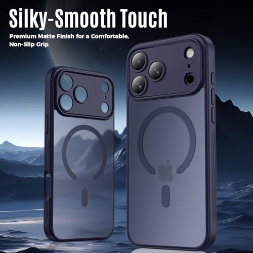 Symcele Designed for iPhone 17 Pro Max Case, Compatible with MagSafe, [Camera Protection] [15FT Military Drop Protection] Shockproof Translucent Matte Anti-Slip Case, 6.9", Deep Blue